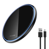 Fast Wireless Charger Pad with Mirror Surface for Smartphones Black