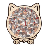 135-Piece Colored Cat-Shaped Wooden Jigsaw Puzzle with Stand for Cat Lovers Style 1