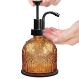 8 Oz Glass Soap Dispenser Vintage with Black Pump Kitchen Bathroom
