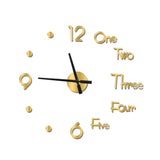 3D Wall Clock Acrylic Modern Mirror Surface DIY Clock Home Office Decor Gold