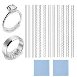 12 PCS Clear Ring Size Adjusters for Loose Rings with 2 Cleaning Cloths for Men Women