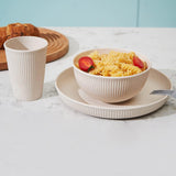 18pcs Set Wheat Straw Dinnerware Reusable Cups Plates Bowls Set Beige