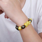 Feng Shui Black Mantra Beads Pi Xiu Bracelets for Attract Wealth and Good Luck