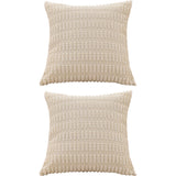 2Pcs Set Throw Pillow Covers Neutral Decorative Pillowcase for Couch Bed Sofa Beige