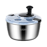 5L Stainless Steel Salad Spinner Vegetable & Fruit Washer with Drain