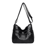 Women Multi Pocket Crossbody Bag Ladies Shoulder Bag PU Leather Mommy Bag Black