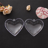 10 Pcs Clear Heart-Shaped Christmas Plastic Baubles DIY Xmas Tree Fillable Decor Ornaments