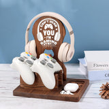 Solid Wood Multifunction Headphone Stand for Gamers