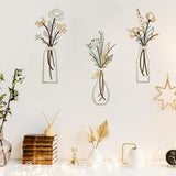 3Pcs Set Metal Flowers Wall Arts Minimalist Wall-Mount Flower Decors for Home Office Colorful