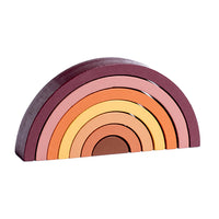 Wooden Rainbow Stacker Nesting Puzzle Blocks Jigsaw Montessori Toys Brown