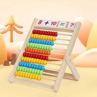 Wooden Abacus for Kids – Math Counting Sticks Number and Alphabet Cards Educational Toy