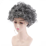 7Pcs Set Old Lady Costume Set Grandmother Wig Granny Glasses Necklace Granny Accessory for Cosplay Party Style 1