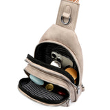Women Crossbody Bag PU Leather Sling Bag Small Chest Bag Shoulder Pack Grey