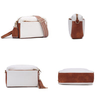 Crossbody Purse for Women Zipper Cell Phone Handbag with Adjustable Guitar Strap White