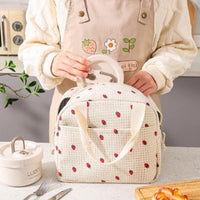 Cute Corduroy Lunch Bag Insulated Lunch Tote Bag for Work Picnic Travel Style 2
