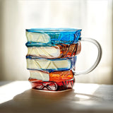 300ml Painted Book Mug Novelty Glass Coffee Cup for for Book Lover Style 1