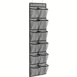 12-Pocket Hanging Shoe Organizer Over Door Rack Holder Gray
