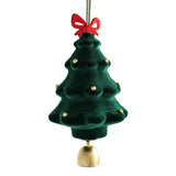 3PCS Flocked Christmas Tree Hanging Ornaments with Bell Pendants