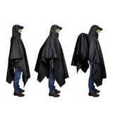 3-in-1 Hooded Rain Poncho for Adult with Pocket, Waterproof Lightweight Black