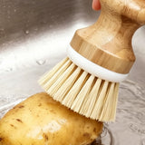 4 PCS Pot Cleaning Brush Set with Engineered Wood Handles for Cookware
