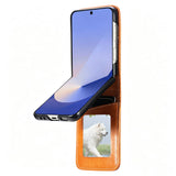 PU Wallet Card Holder Case Compatible With Samsung Galaxy Z Flip 6 7 8 with Stand Brown