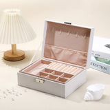 Jewelry Organizer Case Box Holder Storage Earring Ring Velvet Display Leather White