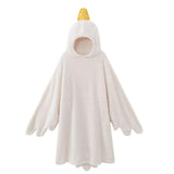 Wearable Goose Blanket Hoodie Onesie Oversized Flannel Cozy Hooded with Sleeves for Teens Adult White