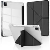 Case with Y-Shaped Stand for iPad 10th Gen 10.9 and iPad 11th Gen A16 11-inch Clear Back Cover with Pencil Holder Black