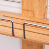 2 Tier Bamboo Shower Caddy with Drain Holes Hanging Bathroom Organizer