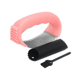 Stainless Steel Garlic Presser Set Garlic Mincer with Peeler and Cleaning Brush Kitchen Tools Pink