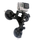 Triple Suction Cup Mount for GoPro and Action Cameras  Adjustable Camera Mount with Ball Head