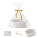 Gift Basket With Bag And Ribbons Woven Storage Basket With Handle - White