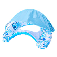 Inflatable Pool Floating Chair with Cup Holder Pool Chair Lounge Float with Adjustable Sun Shade Cover Blue
