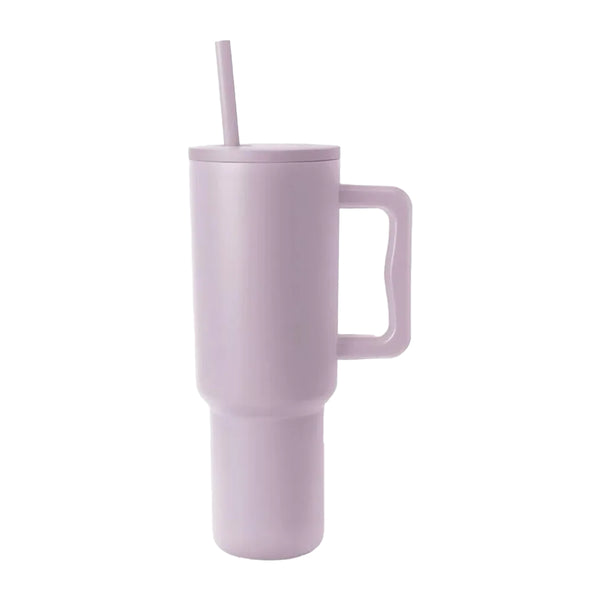 40oz Insulated Tumbler Stainless Steel Drink Cup with Handle and Straw Lid Purple