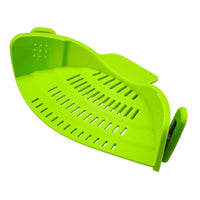 Clip-On Silicone Kitchen Strainer – For Pasta  Noodles  Vegetables  Fruit Green