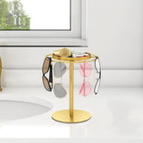 Metal Glasses Organizer Stand with Storage Tray Stylish Desk Organizer for Sunglasses Jewelry Gold