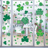8 Sheets of Static Cling Green Stickers for St Patricks Day Decor Shamrock Window Stickers