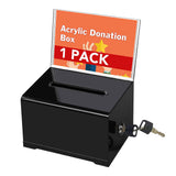 Lockable Collection Box with Keys for Suggestion Donations Voting Black