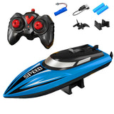 Rechargeable Remote Control Speed Boat Toy for Kids Outdoor Water Play Blue
