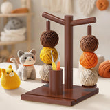 Wooden Yarn Holder for Fiber Crafts with Phone Stand