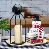 2Pcs Electric Candle Lanterns Modern Black Metal Lantern Christmas Home Decor