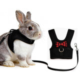 Rabbit Vest Harness Leash Lead Small Animal Pet Mesh Hamster Bunny Traction Rope Black