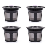 4 PCS Refillable Coffee Pods Compatible with Keurig K Cup Machines Black