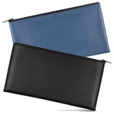 2Pcs PU Leather Storage Bag with Zipper Money Pouch Cash Storage Bag Black and Navy Blue