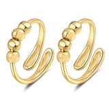 2Pcs Open Spinner Rings Rotating Adjustable Open Bands for Women Gold