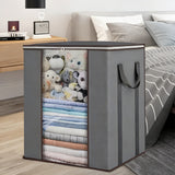2Pcs 120L Large Storage Bag Foldable Non-Woven Clothes Storage Organizer with Clear Window for Blanket Bedding Toys Grey