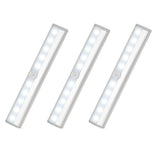 3 Pack Motion Sensor Closet Lights Battery Powered 10-LED Wireless Under Cabinet Lights White