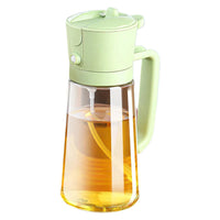 470ml 2-in-1 Oil Sprayer Bottle for Cooking Glass Oil Dispenser Bottle for Kitchen Green