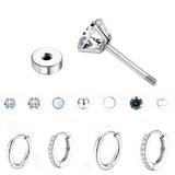 11Pairs Women’s Silver Hoop & Stud Earrings Hypoallergenic