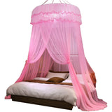 Lace Bed Canopy Drapes Dome Mosquito Net Hanging Bed Curtain Pink